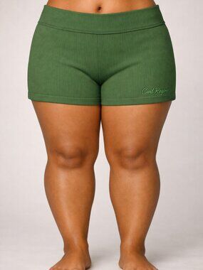 Civilregime Olive Green Ribbed Shortie Shorts NWT XL